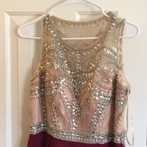 Maroon party wear/prom gown